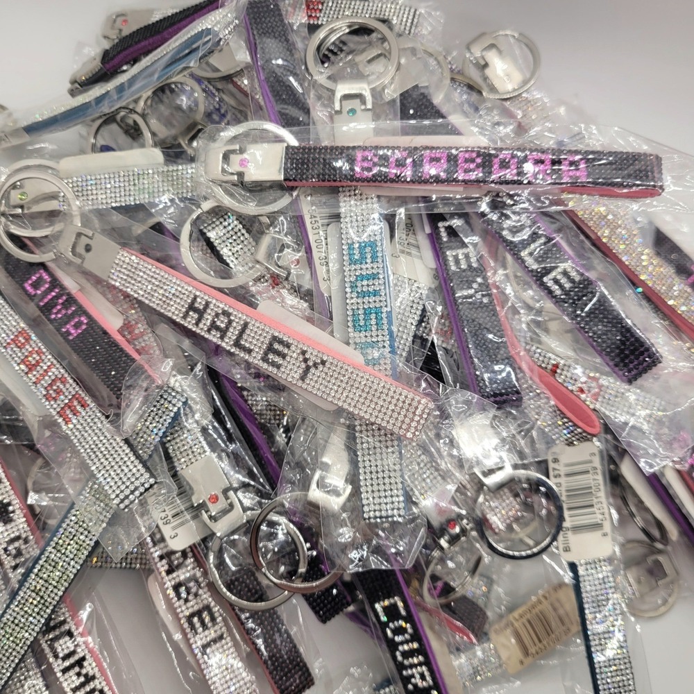 Bling Rhinestone Name Keychain Wristlet Bag Charm New Resellers Lot - Picture 4 of 16
